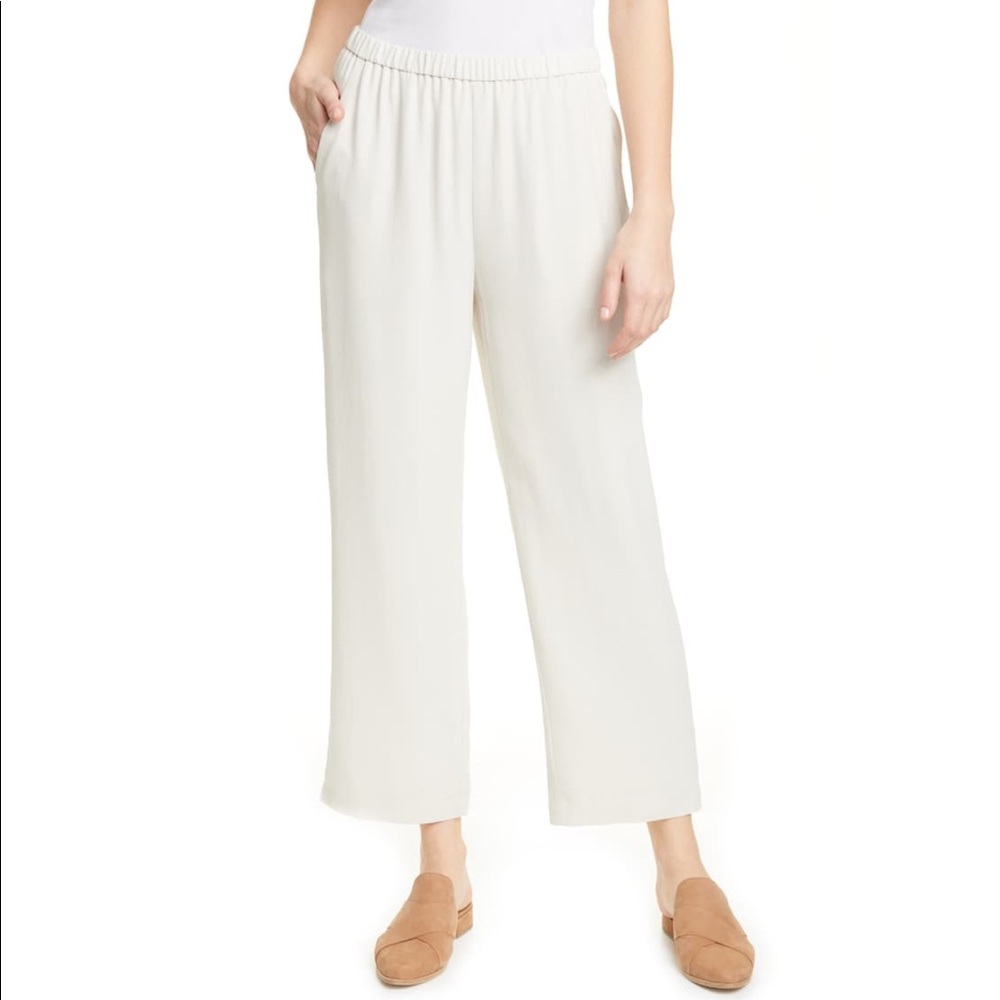 Eileen Fisher Gray Straight Leg Silk pants